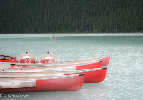 Red Canoes at Lake Louise, Banff National Park
